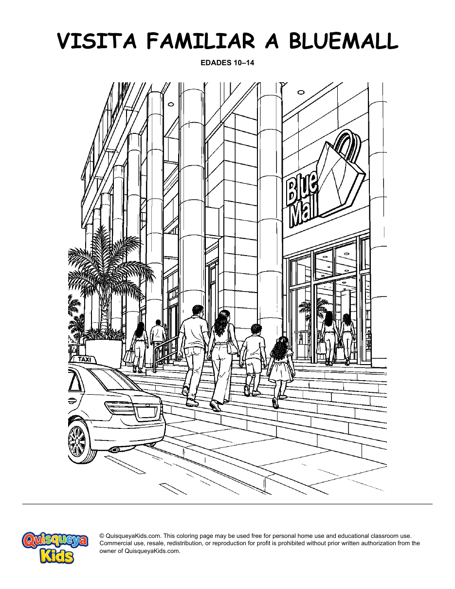 Preview of A Family Visit to BlueMall Santo Domingo coloring page