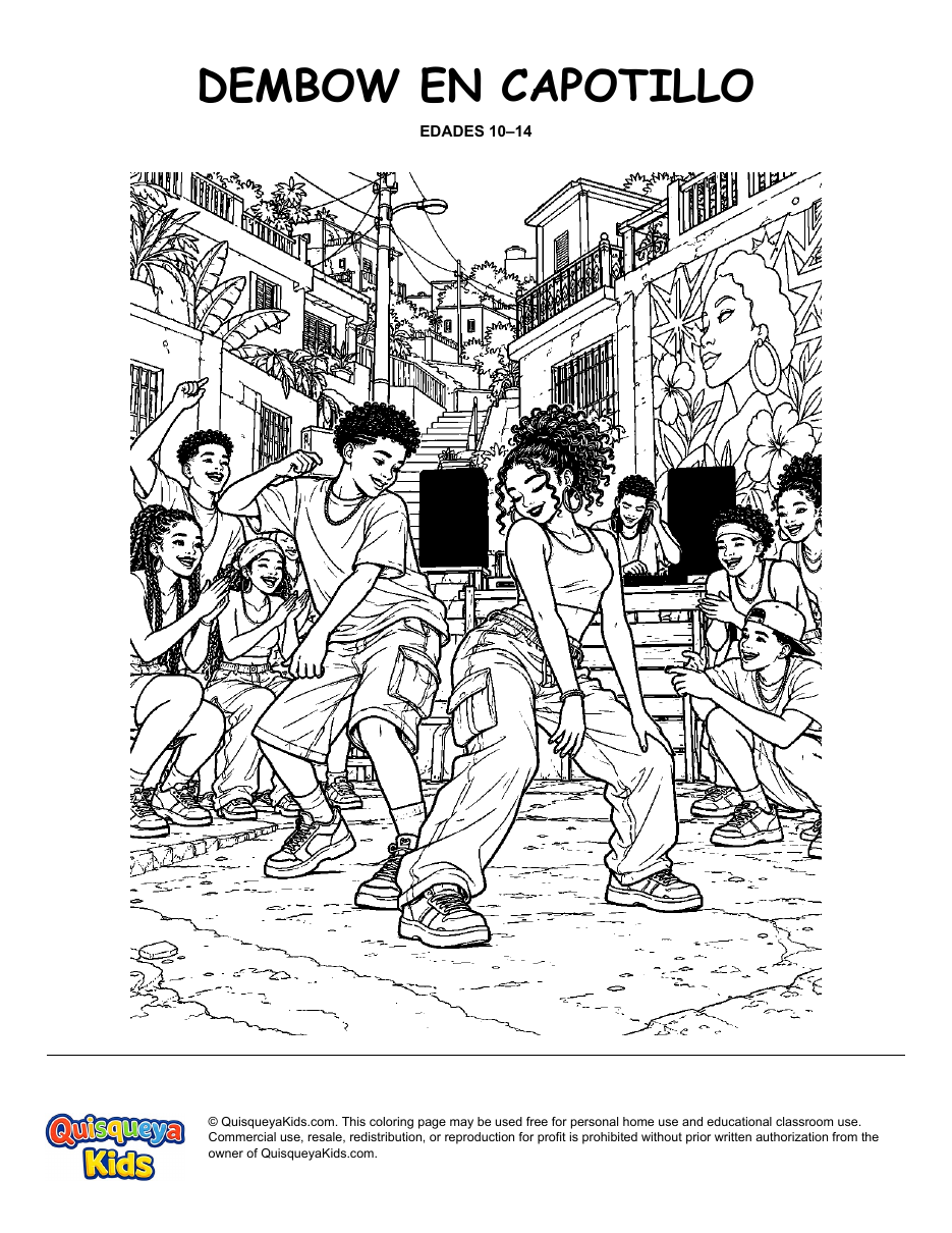 Preview of Dembow Dancing in Capotillo coloring page