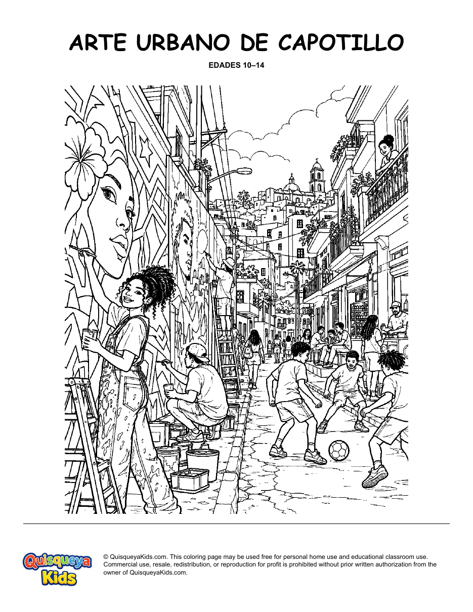 Preview of Capotillo Street Art Panorama coloring page