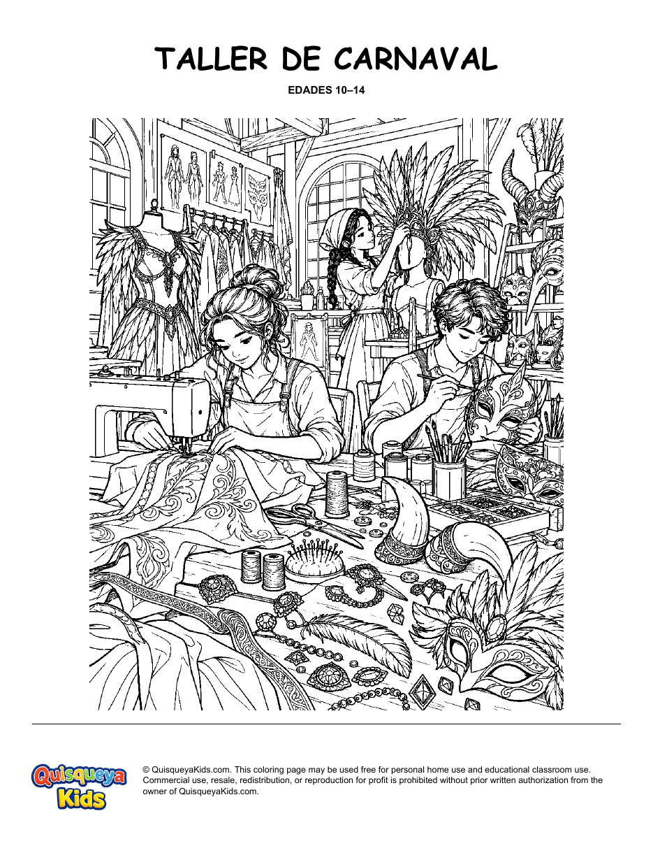 Preview of Carnival Costume Workshop coloring page