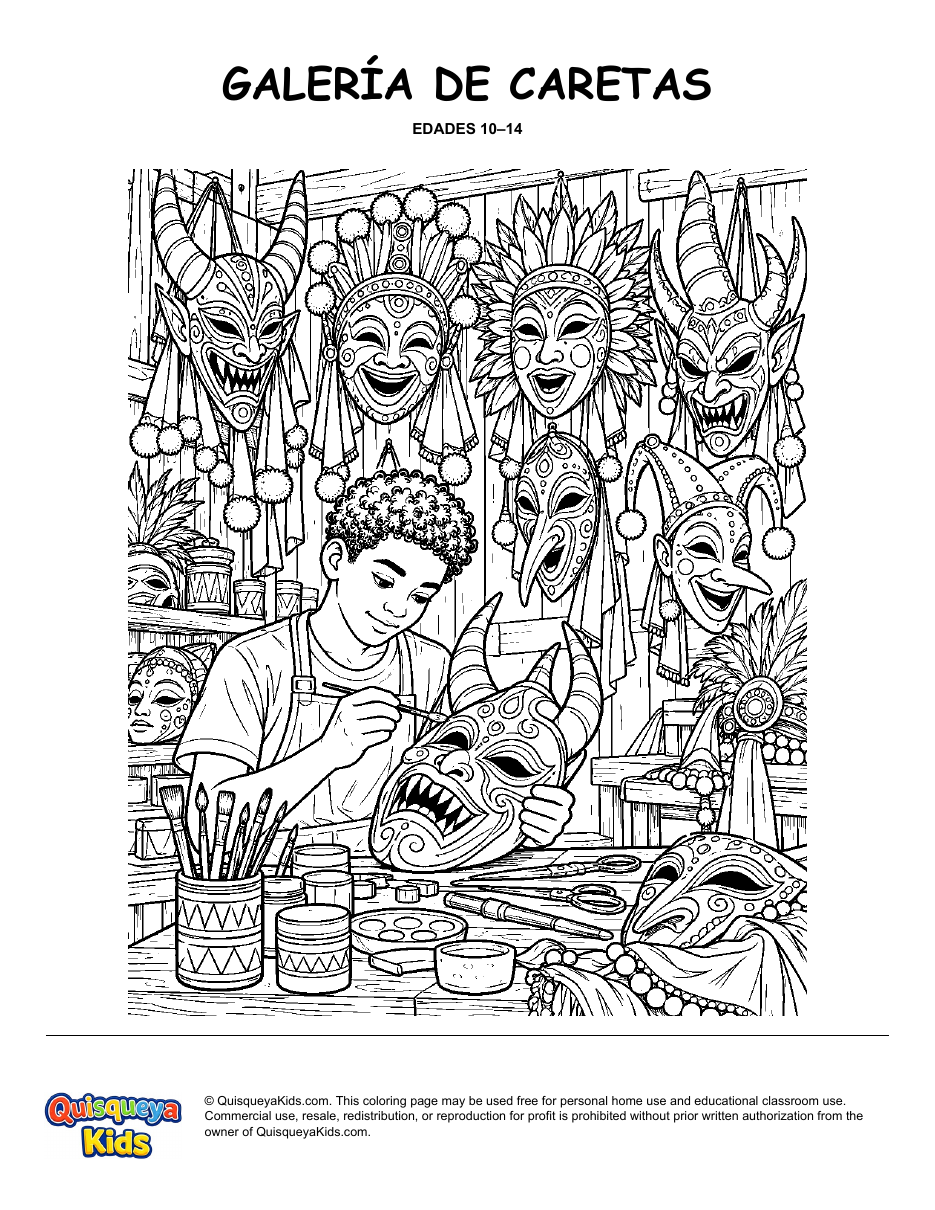 Preview of Carnival Mask Gallery coloring page