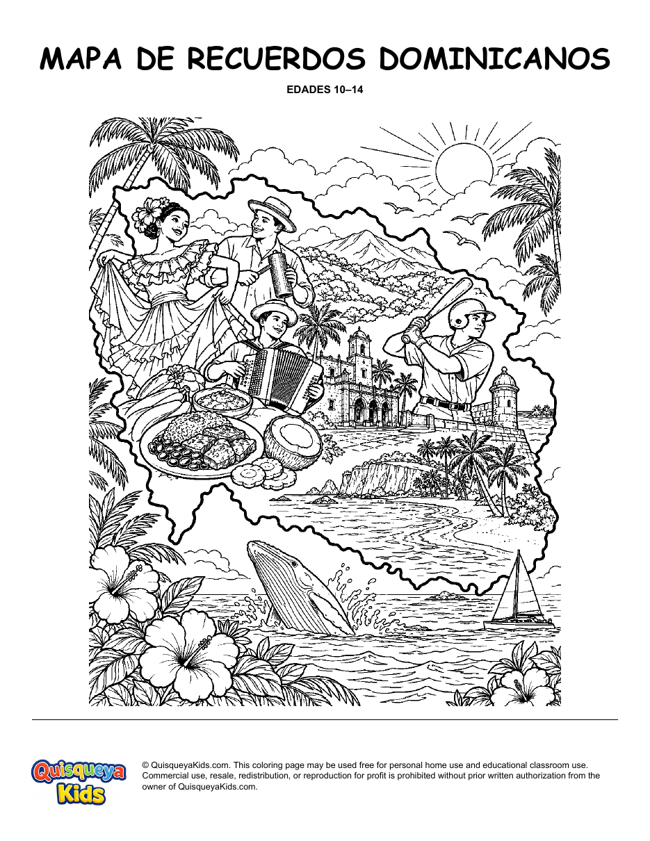 Preview of Map of Dominican Memories coloring page