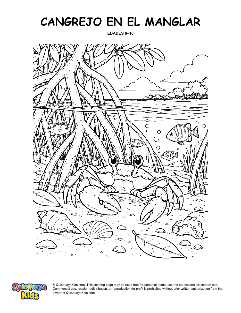 Preview of Crab in the Mangroves coloring page