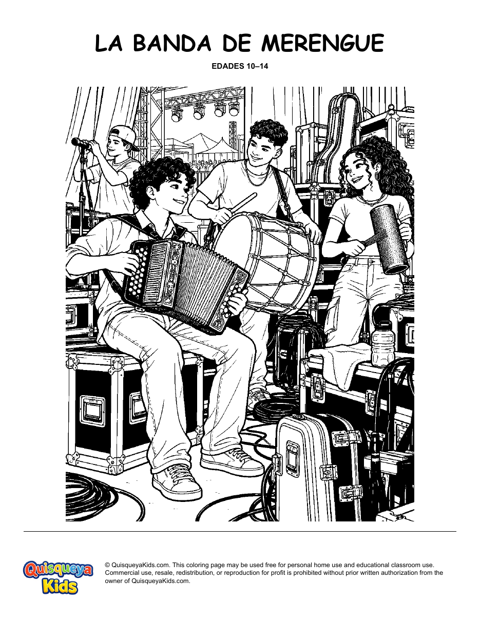 Preview of Merengue Band Backstage coloring page