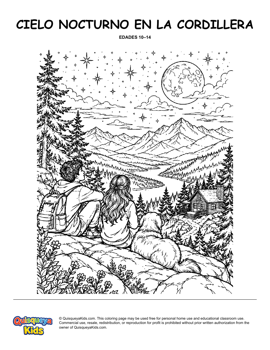 Preview of Night Sky over the Cordillera coloring page