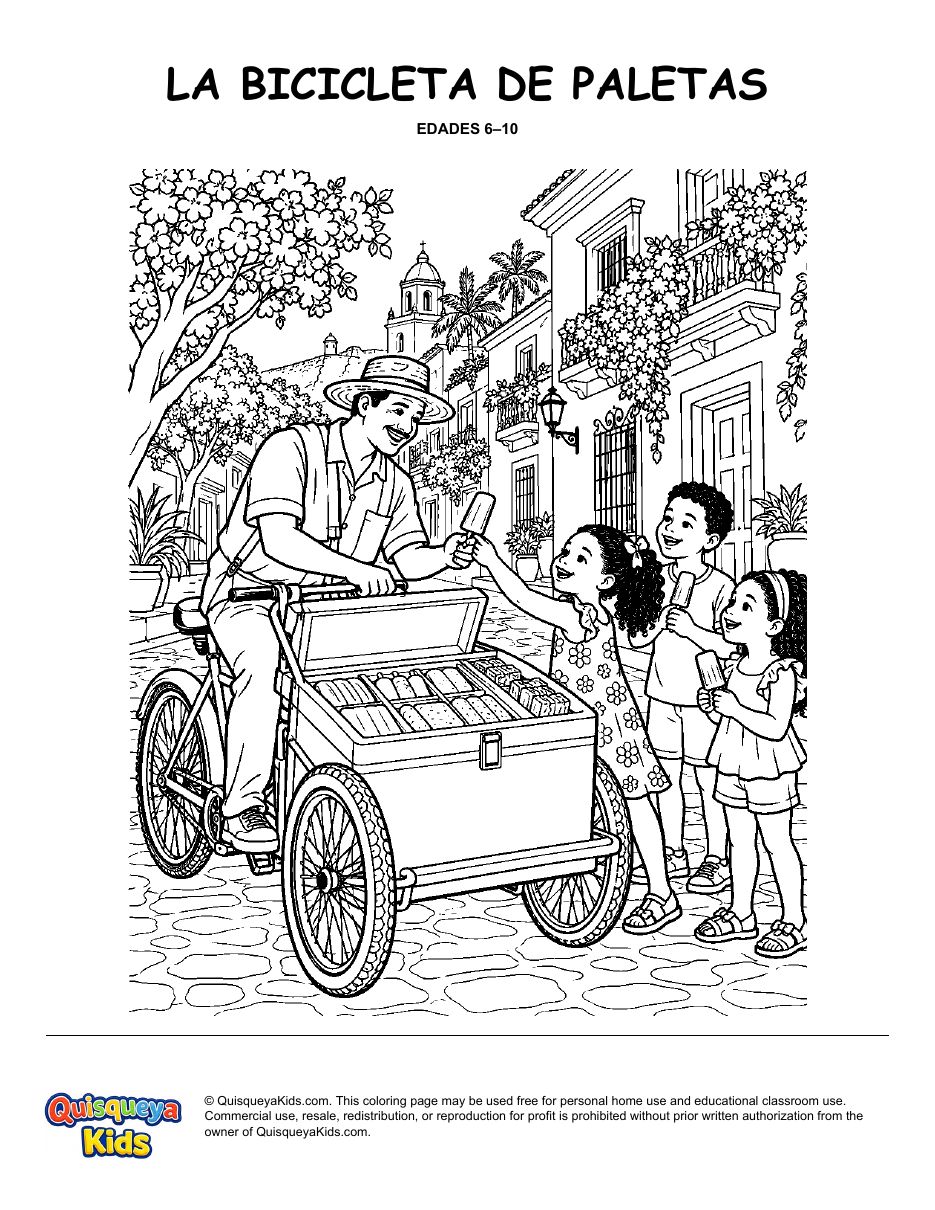 Preview of The Ice Cream Bicycle coloring page