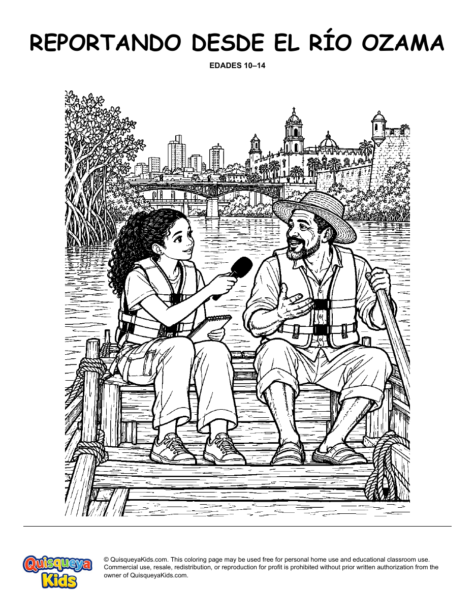 Preview of Reporting from the Río Ozama coloring page