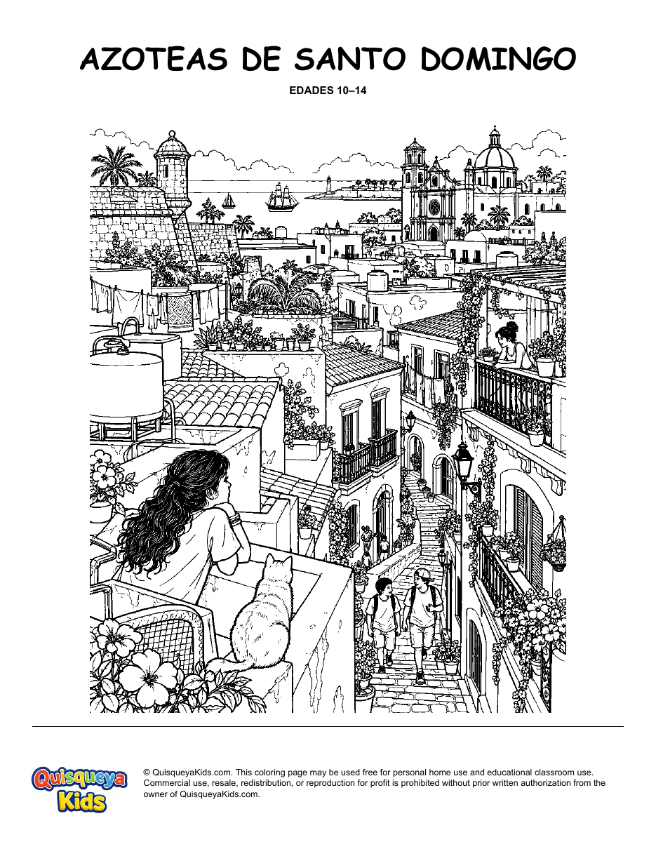 Preview of Santo Domingo Rooftops coloring page
