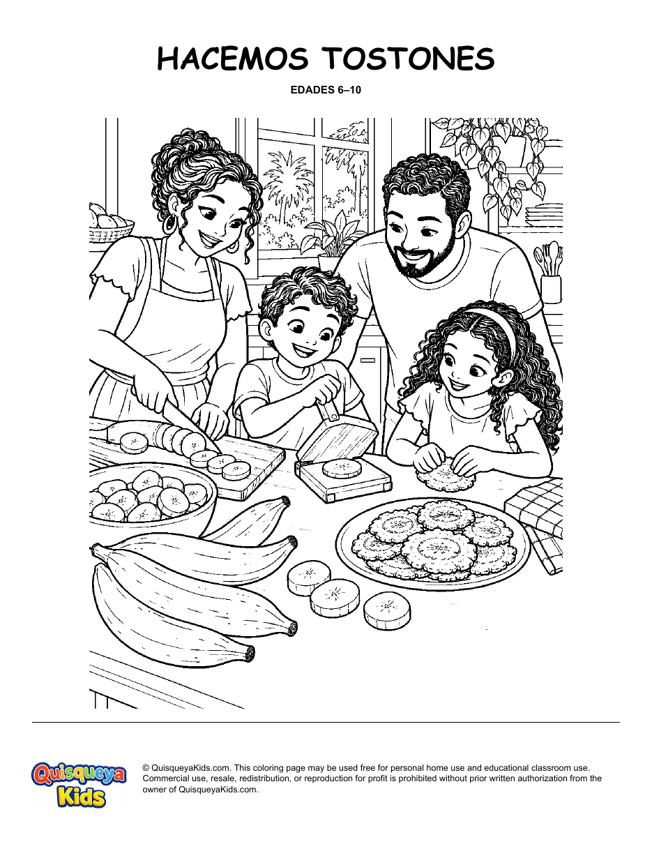 Preview of Making Tostones Together coloring page
