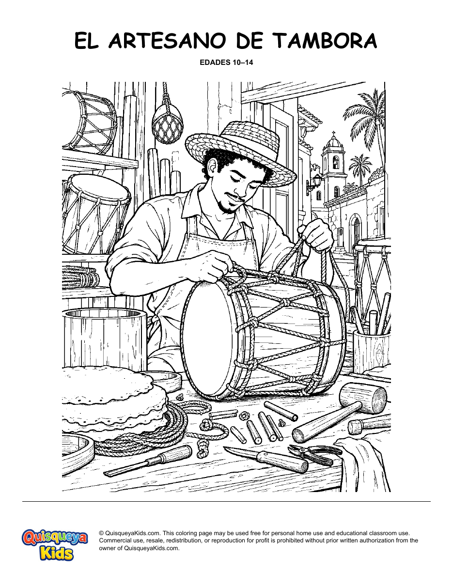 Preview of The Tambora Maker coloring page