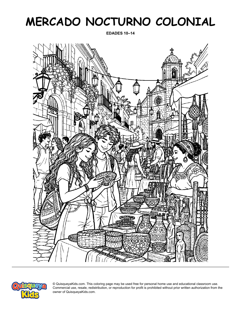 Preview of Zona Colonial Night Market coloring page
